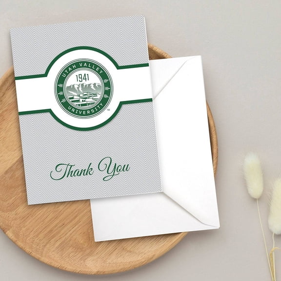 Fan Frenzy Gifts Utah Valley Wolverines UVU Officially Licensed Gray Seal Thank You Card 10-pack
