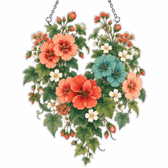Fan Geranium Acrylic Suncatcher Ornament for Window Decor, Fresh Spring ...