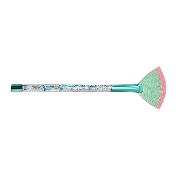 Fan Makeup Brush Comfortable Ergonomic Grips Face Highlighting Brush for Lady Green