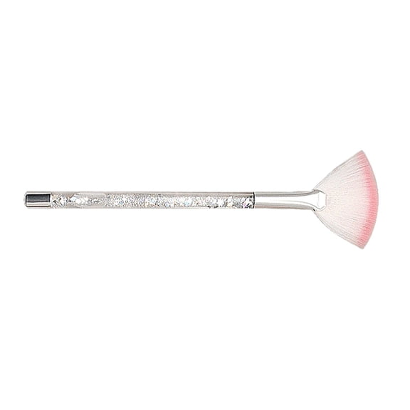 Fan Makeup Brush Highlighter Blending Brush Comfortable Convenient Quicksand Handle Durable Cosmetics Brush Makeup Sculpting Brush Girlfriend Argent
