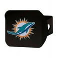thumbnail image 1 of Fan Mats 22580 4.5 x 3.37 in. Miami Dolphins Ed Emblem on Black Hitch Cover, 1 of 3