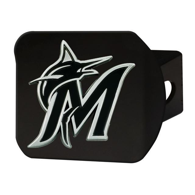 Fan Mats MLB - Miami Marlins Hitch Cover - Black 3.4"x4" 26624