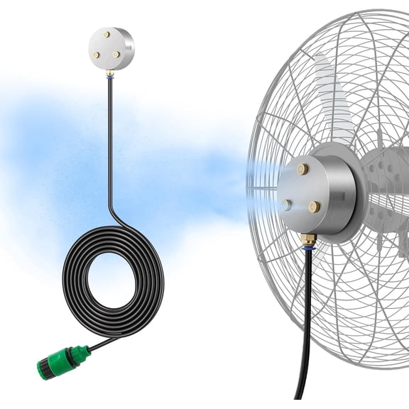Fan Misters for Cooling Outdoor, Magnetic Misting Cooling System, Triple Nozzle Design, 16.4FT Misting Line, Outside Fans Misting Kit for Cool Patio, Backyard, Pool (Fans Not Included)