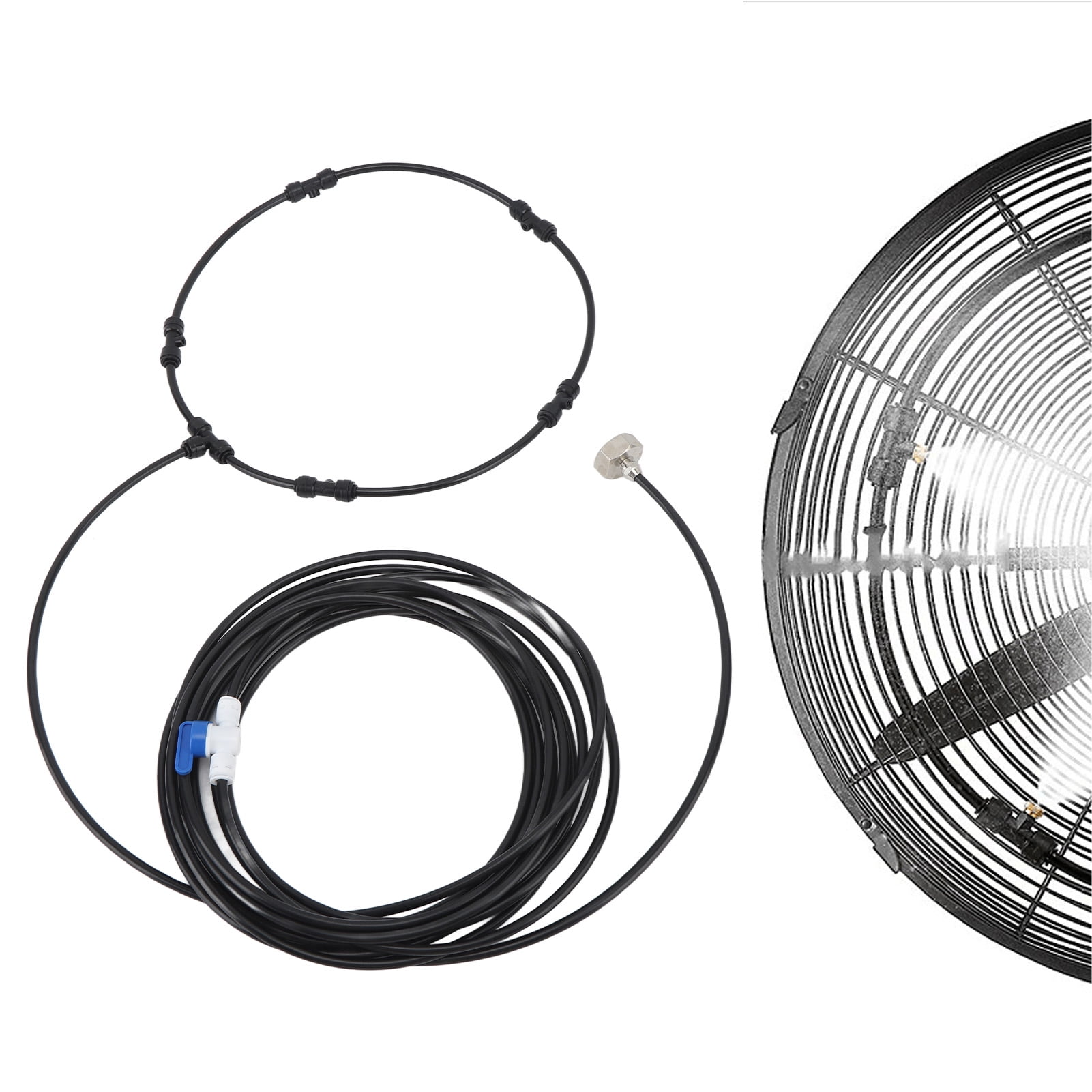 Fan Misting Kit, Fan Kit Water Spray Mist System With 26ft Misting Hose 6 Mist Nozzles And 3/4