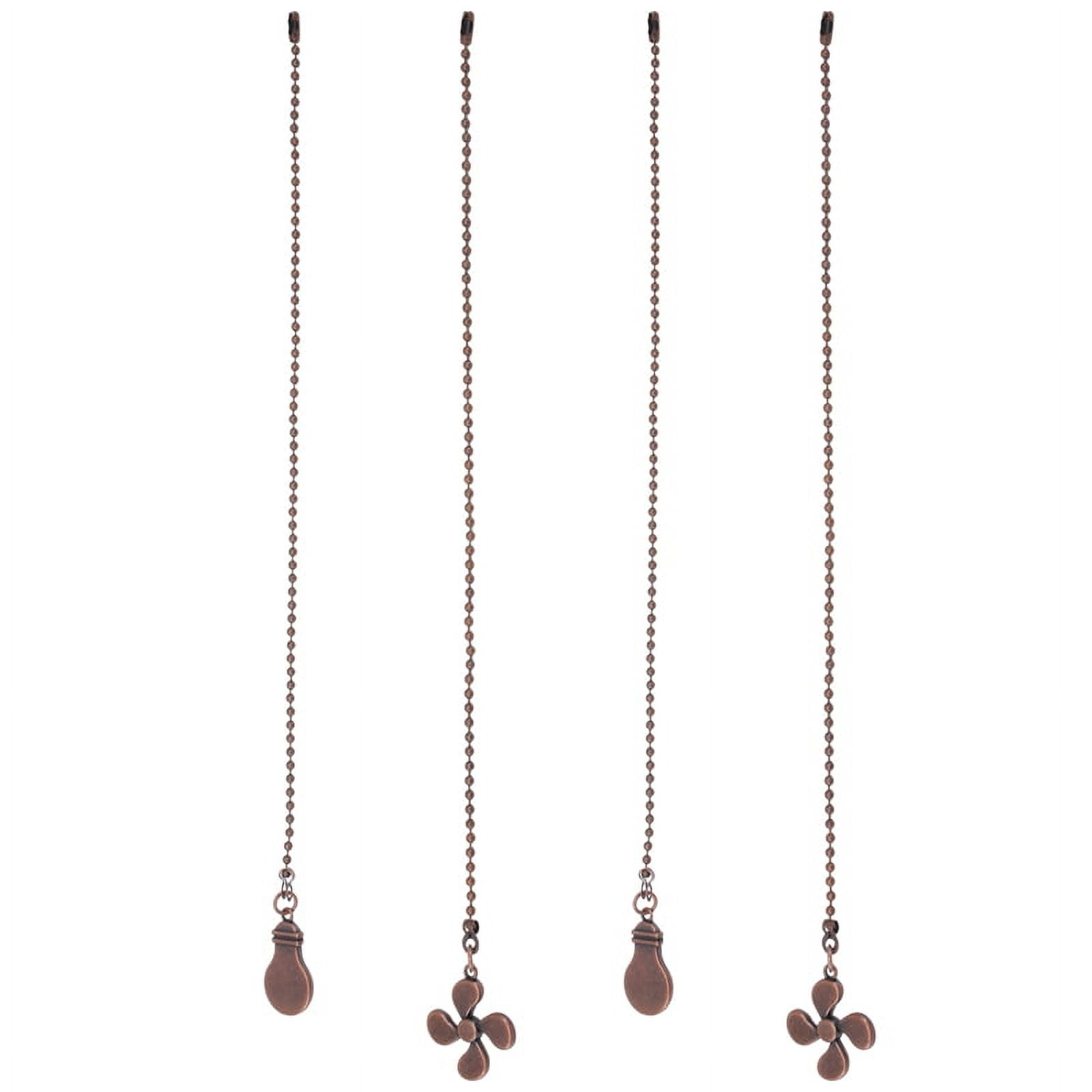 Fan Pull Chain Set,Bulb and Fan Pattern Pull Chain Extension Fan Pull Chain Pendant 12 Inch (Red Bronze)