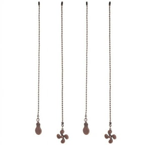 4Pcs Ceiling Fan Pull Chain Set,Bulb and Fan Pattern Pull Chain Extension Fan Pull Chain Pendant 12 Inch (Red Bronze)