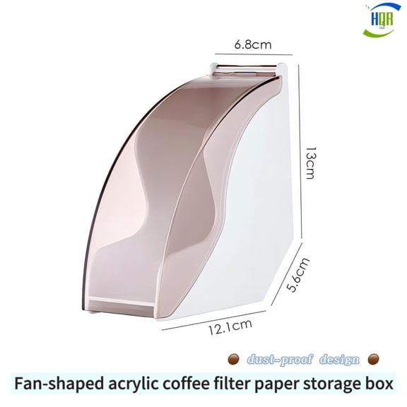 Fan-Shaped Acrylic Coffee Filter Paper Storage Box, Dust-Proof Design, White