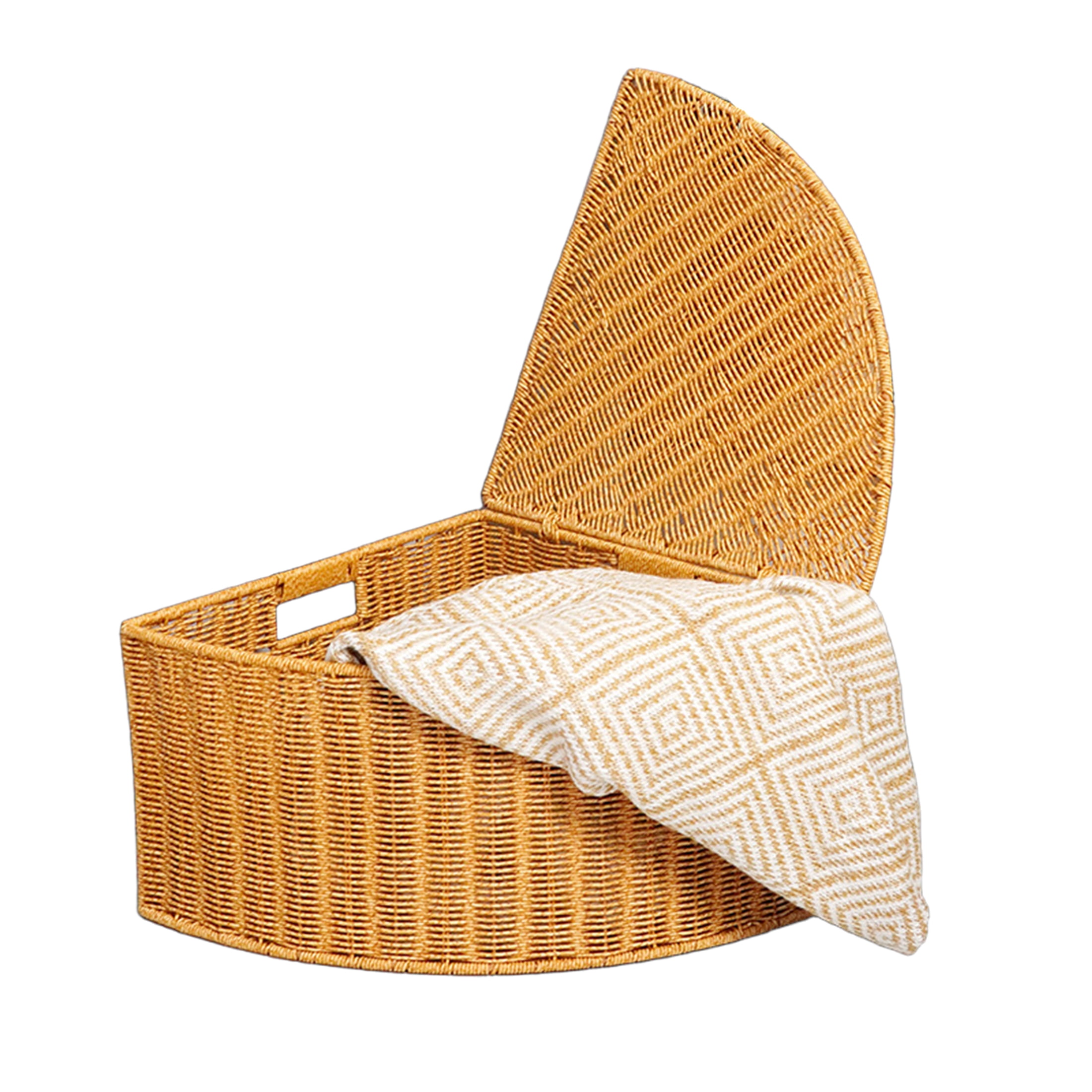 Fan-Shaped Corner Storage Basket, Plastic Wicker Closet Organizer for ...