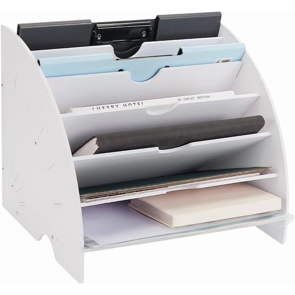 Fan Shaped Desk File Organizer 6 Compartment Paper Organizer 13.4x10.9x10.9 Desktop File Organizer Document File Folder Holder Desktop Organizer for DIY Paper Bill Letter Folder Binder