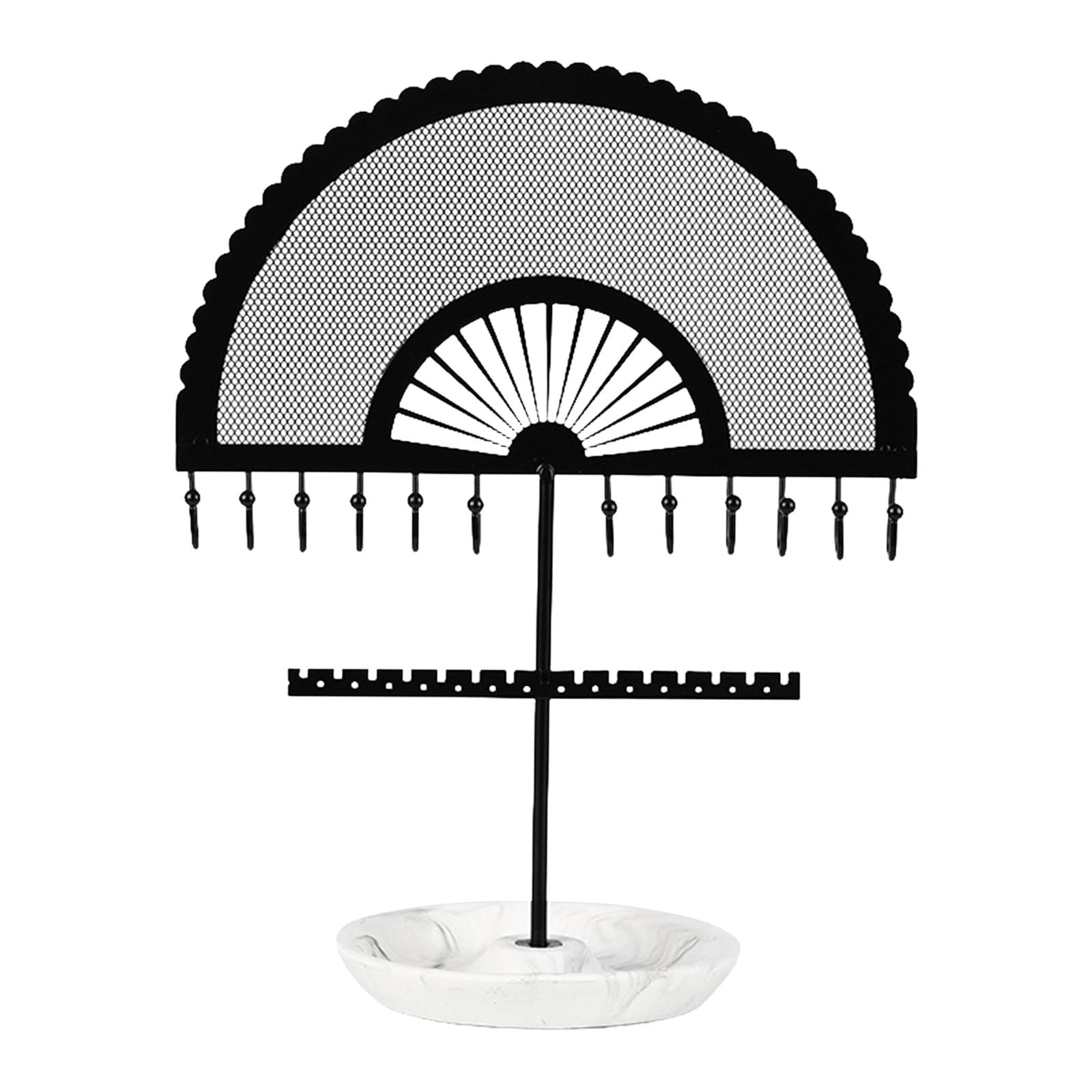 Fan Shaped Earring Display Stand Hanger Rack Free Standing with Stable Base Jewelry Organizer for Showcase Bangles Tabletop Earrings Pendant