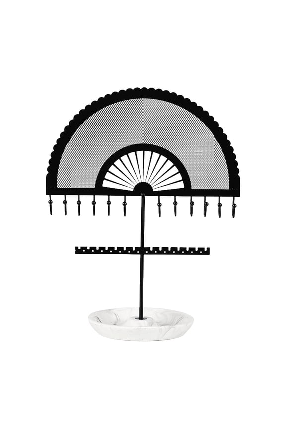 Fan Shaped Earring Display Stand Hanger Rack Free Standing with Stable Base Jewelry Organizer for Showcase Bangles Tabletop Earrings Pendant