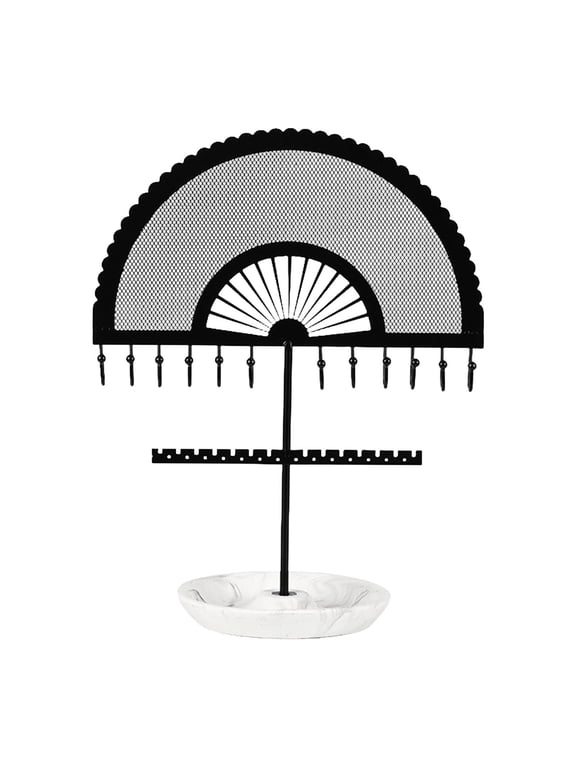 Fan Shaped Earring Display Stand Hanger Rack Free Standing with Stable Base Jewelry Organizer for Showcase Bangles Tabletop Earrings Pendant