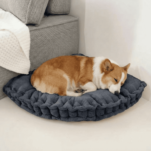 CHARRYARN by TexStead Corner Floor Cushion For adults or pets, Floor Pillow, Gap Filler Between Bed and Wall for Sitting or Yoga, Pizza Cushions Thick, Living Room, Fireplace, 15"*15",Blue
