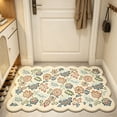 thumbnail image 1 of Fan Shaped Kitchen Floor Mat, Elegant Fan Print Anti Slip Anti Stain Elastic Base Design, Absorbent Rug, Foot Pad for Kitchen Bathroom Home Daily Anti Fatigue Protection Use, 1 of 6