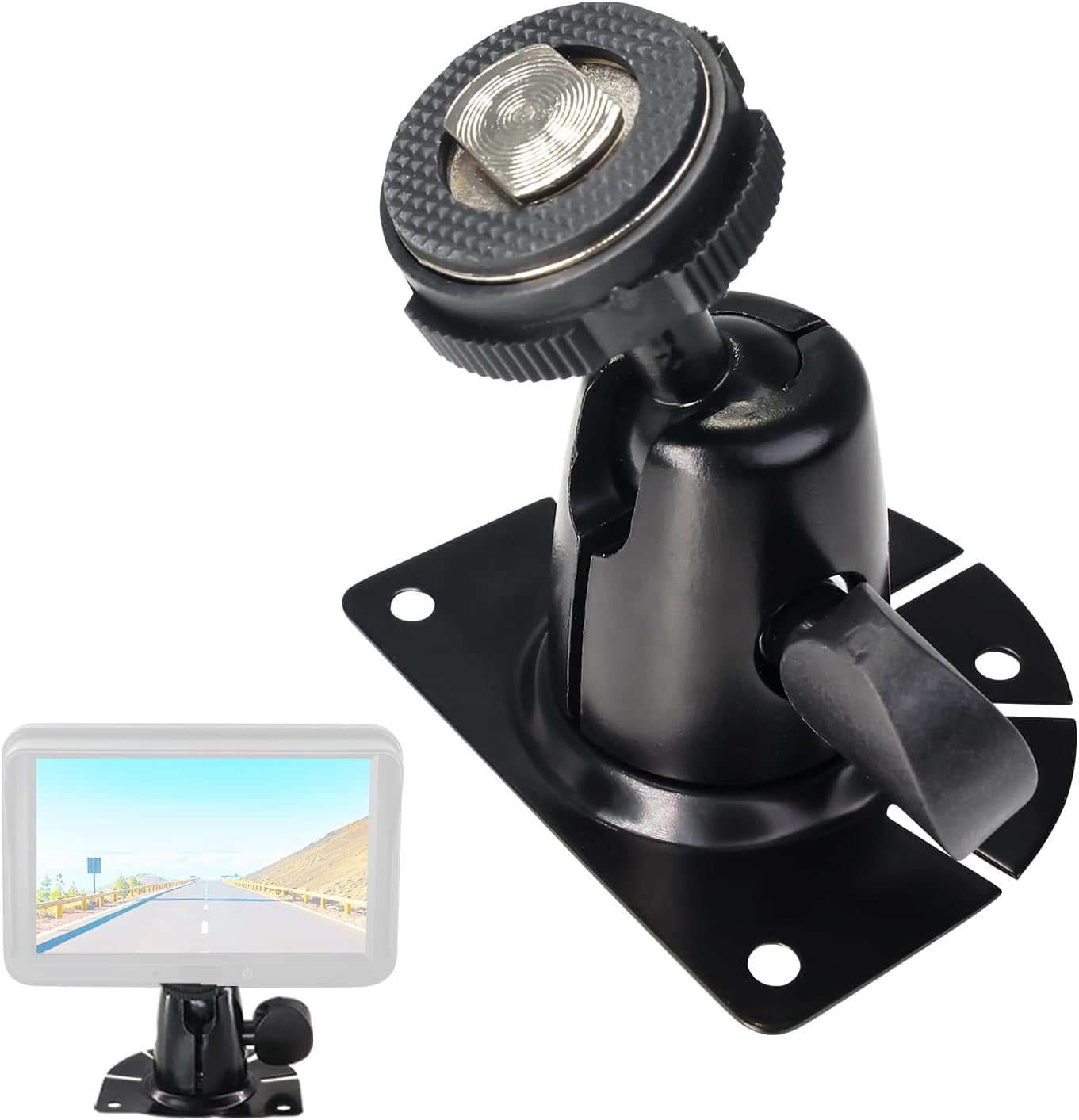 Fan-Shaped Mount for Backup Camera Monitor - No Drill Universal Bracket for Car, Truck, RV, Van Display - Easy Install with Heavy Duty Metal & Double-Sided Tape
