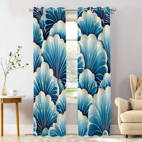 Long Valance Fan Shaped Patterns Thermal Insulated Blackout Window Curtains, Ornate ...