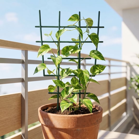 Fan Shaped Plastic Plant Trellis, Stackable Expandable Design Tool Free Soil Insert Multiple Vine Grip Points, Mini Climbing Support For Potted Hoya Jasmine Indoor Balcony Greenery