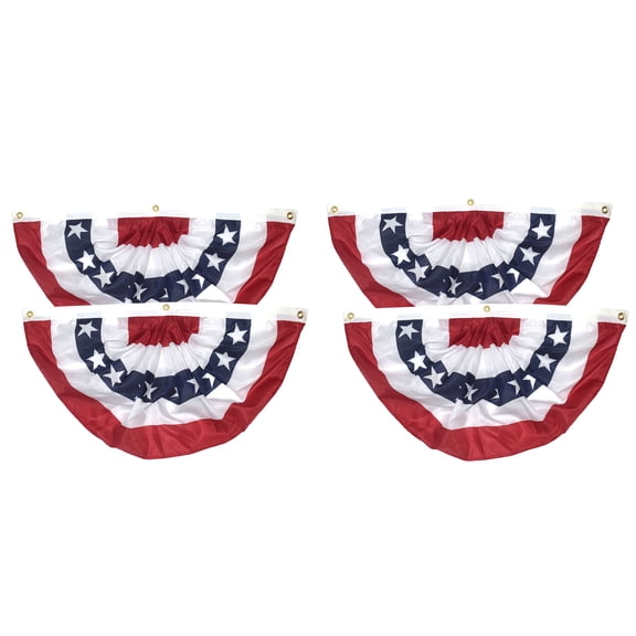 Fan-Shaped Polyester Bunting Flags Set of 4 Pieces,Vibrant Red White and Blue Outdoor Decorations for Independence Day Festivities and Patriotic Holiday Celebrations,17.7x35.4 Inches