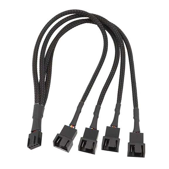 Fan Splitter Cable Sleeved Adapter Computer PC Fan Power Extension Cable 1 to 3/4 Converter for Computer