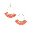 thumbnail image 1 of Fan Tear Drop Dangle Earrings, Coral, 2-Inch, 1 of 1