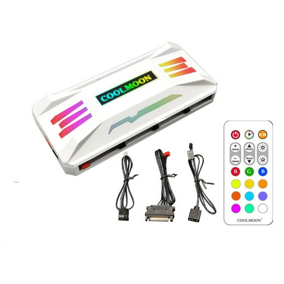 Fan Temperature Controller PWM Computer Temperature Control Speed Control Wireless Remote Control RGB Computer Hub Light Adapter,8 Temperature Control 4pin Ports,5V ARGB Sync Integrator