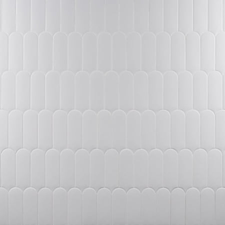 Fan Terracotta Fan 3" x 8" Geometric/Moroccan Fishscale Matte Wall Tile 3" x 12" - Gray Fog