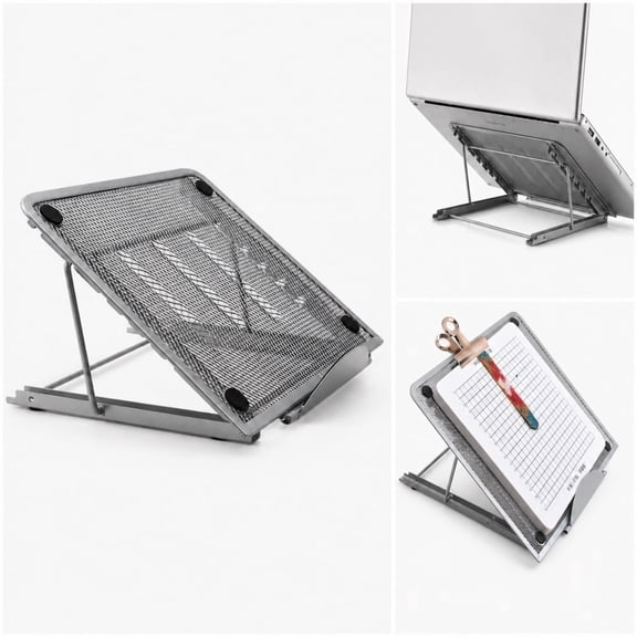 Fan Ventilated Metal Mesh Stand, Adjustable Easel for A3 Light Pad, Laptop & Diamond Art, Silver