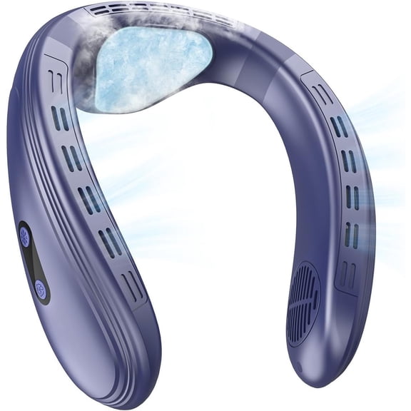 Fan -Windy 6000mAh with Cooling Plate Bladeless Portable Thermo- Cooler Camping Essentials for Women Men Outdoor Activities Gardening Walking the Dogs(Navy Blue)