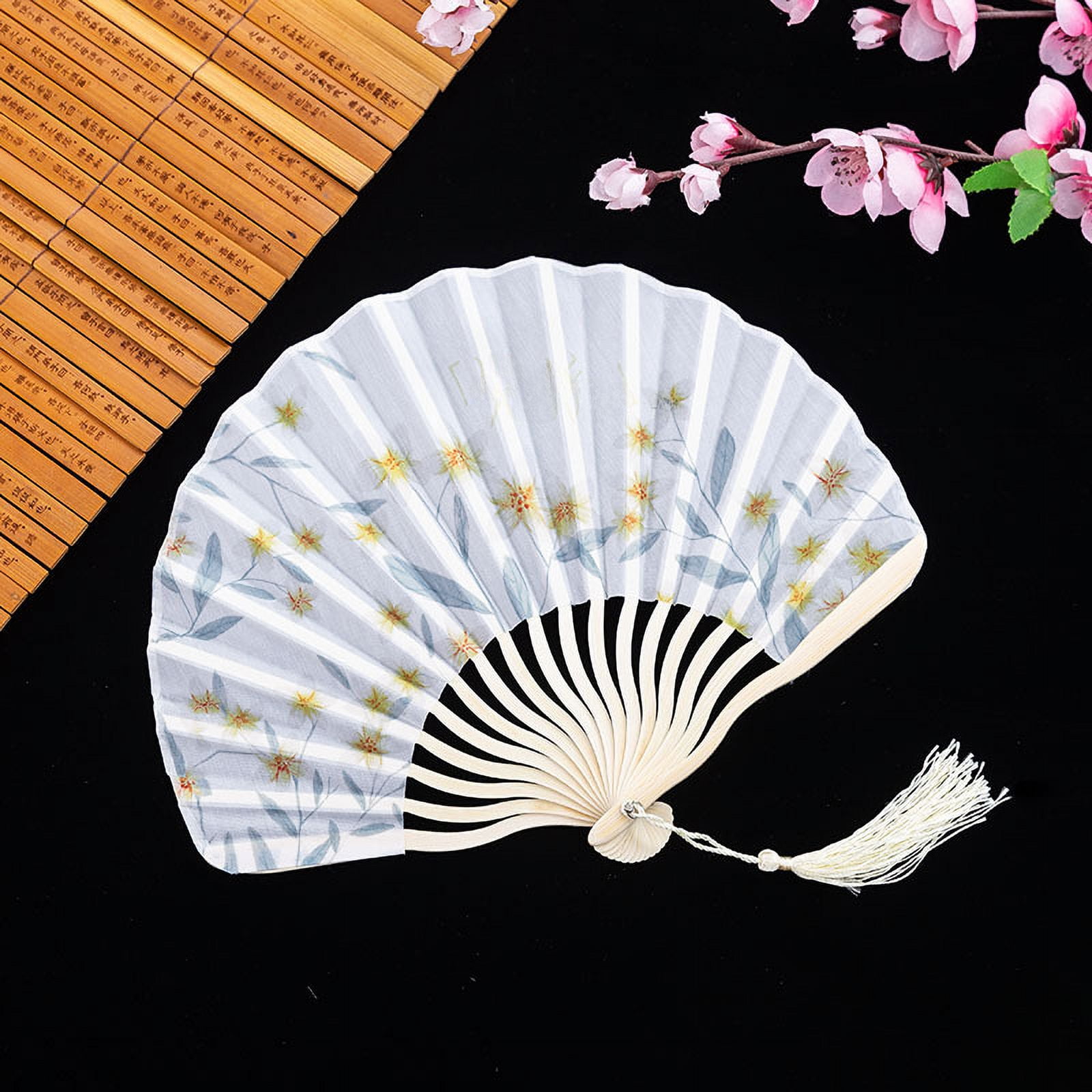 Fan Women's Folding Fan Style Silk Cloth Shell Fan Portable Antique ...