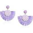 thumbnail image 1 of Fan-shaped Raffia Earrings Handmade Rattan Fringe Tassel Lightweight Straw Wicker Dangle Drop Earrings Bohemian Jewelry, 1 of 10