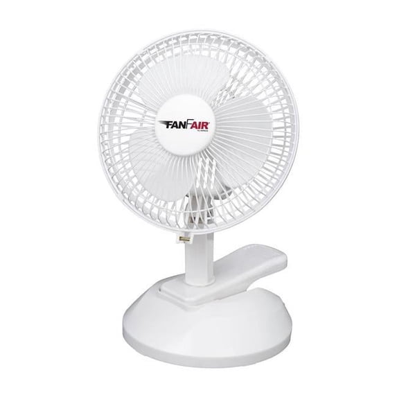 FanFair FPF-600W 6 in. 2-In-1 Table Plus Clip Fan, White