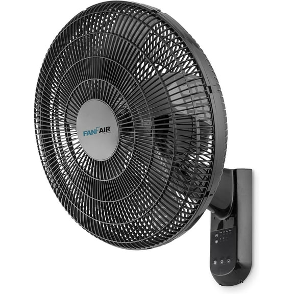 FanFair Wall Mount Fan 16 Inch Powerful with Remote Control, Timer, Quiet Cooling, Durable Plastic Grill, Oscillation,Adjust Tilt,Space Saving for Warehouse Workshop Bedroom Home Basement Office,Black