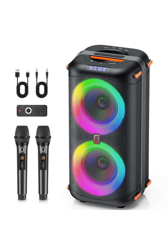 Bluetooth Party Speaker, Dual 6.5'' Subwoofer Loud Speaker, Outdoor Portable Speaker, T27-T