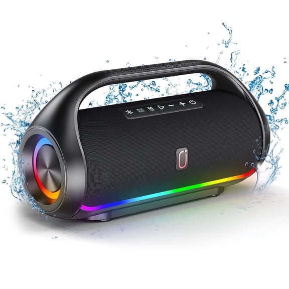 FanFun Bluetooth Speaker, Portable Speaker with DJ Lights, Wireless Waterproof Outdoor Speaker for Pool Beach Party, D20