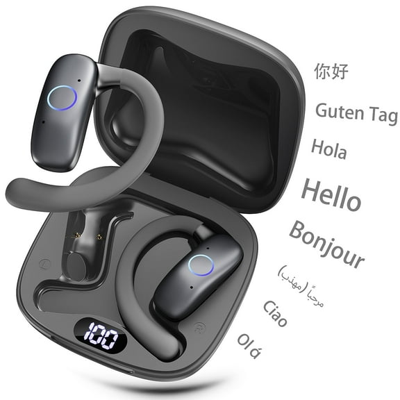 FanFun Wireless Earbuds, Wireless Earphones with Noise Cancelling, 24 H Battery Life, Real-Time Translation with 115 Languages, Gray