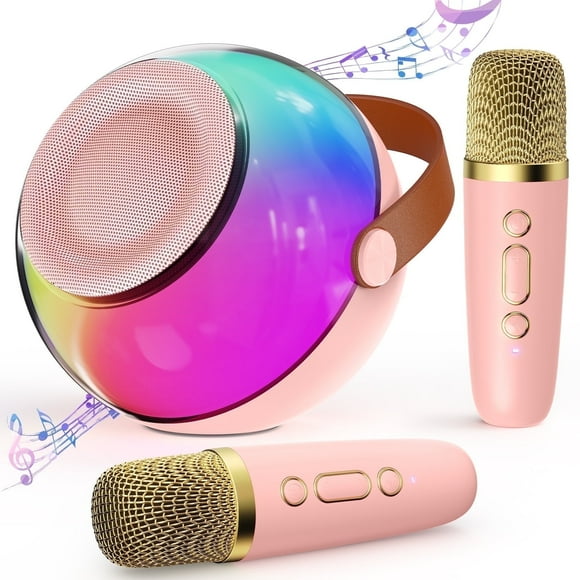 JYX Karaoke Machine for Kids, Portable Bluetooth Speaker with 2 Karaoke Microphone, D25P-T