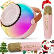 JYX Karaoke Machine for Kids, Portable Bluetooth Speaker with 2 Karaoke Microphone, D25P-T