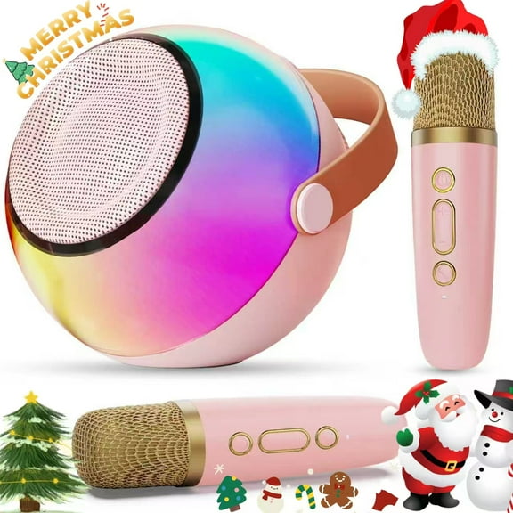 JYX Karaoke Machine for Kids, Portable Bluetooth Speaker with 2 Karaoke Microphone, D25P-T