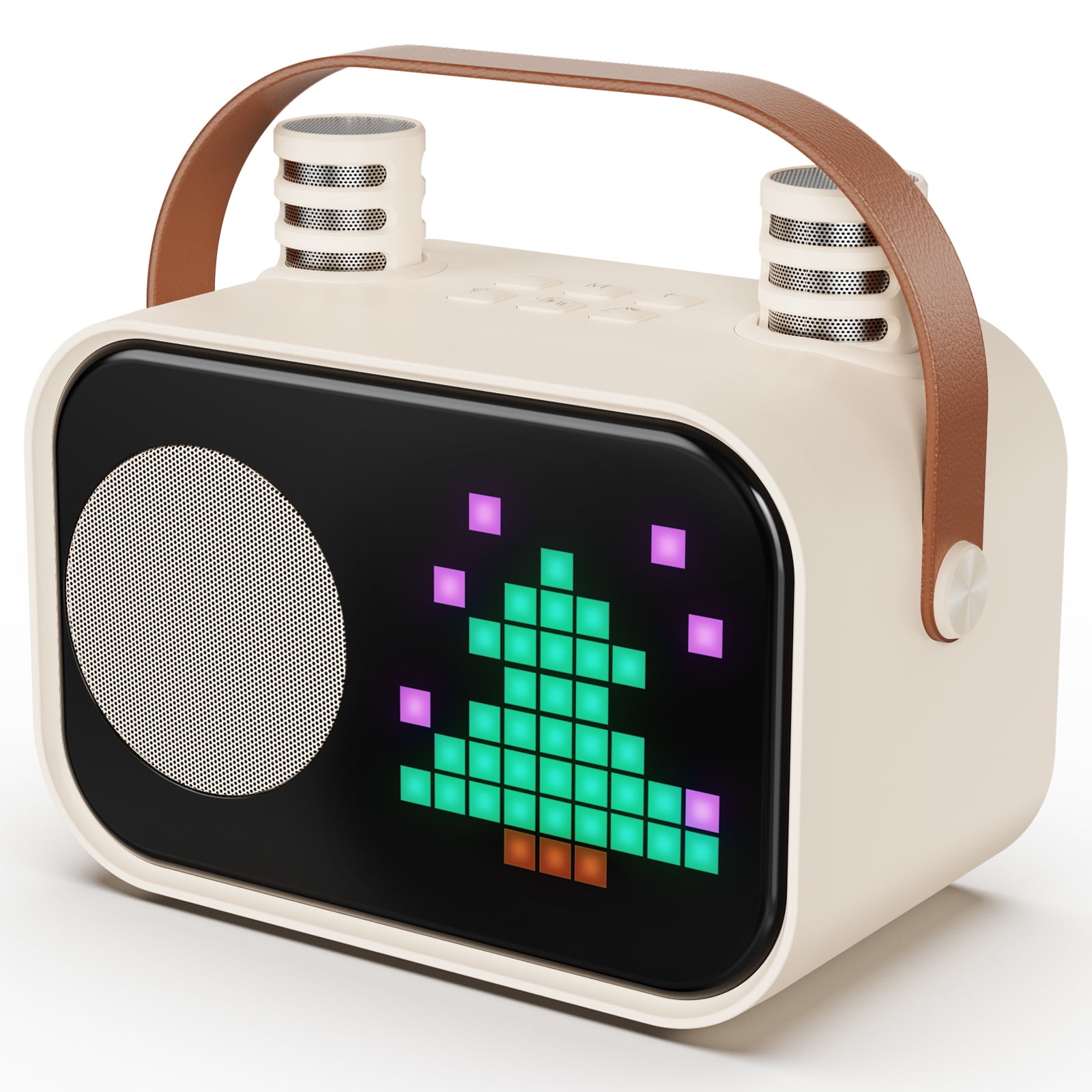 FanFun Karaoke Machine for Kids and Adult, Portable Bluetooth Speaker with 2 Mics, 15+ Animation Modes, Kids Toy Gift