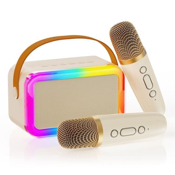 FanFun Mini Karaoke Machine for Kids Adult, Portable Singing Machine with 2 Wireless Mics & Lights, Bluetooth Speaker on Sale, Christmas & Birthday Gift, D36