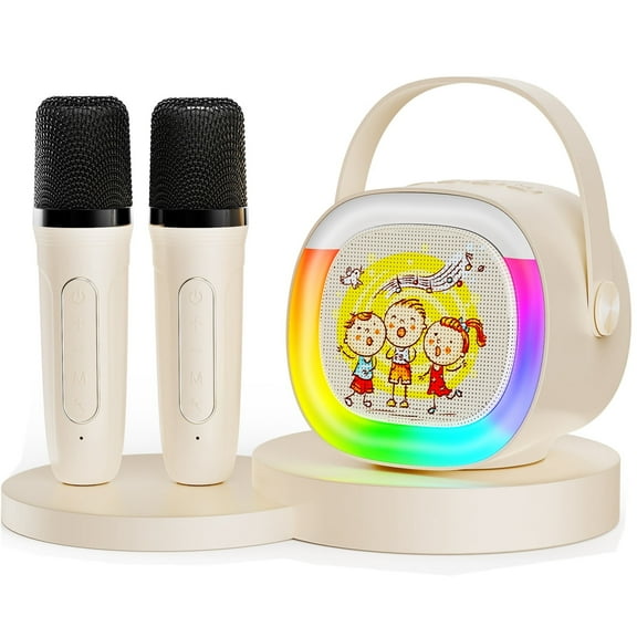 FanFun Mini Karaoke Machine for Kids, Portable Singing Machine with 2 Mics & LED Lights, Bluetooth Speaker on Sale for Adult, Best Gift for Christmas, D28