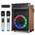 thumbnail image 1 of FanFun Karaoke Machine with 2 Wireless Microphones, Portable Bass/Treble Bluetooth Speaker with LED Light, Support TWS, AUX in, FM, REC, 1 of 9