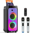 thumbnail image 1 of FanFun Large Bluetooth Speaker, 23.82" Big Party Speaker with Wheels, Trolley Bar, DJ Light, 500W Peak Power, Deep Bass Portable Outdoor Speaker System with Karaoke Microphone, Usb, Aux in, 1 of 13