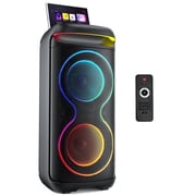 FanFun Bluetooth Speaker, Large Party Speaker with DJ Lights, Remote Control, Double Subwoofers, Portable PA System for Outdoor / Home