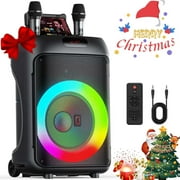 JYX Large Party Speaker, 120W Subwoofer Bluetooth Speaker with 2 Microphones, Outdoor Speaker with Wheels, T36-T