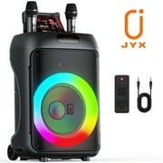 JYX Karaoke Machine, 120W Large Karaoke Speaker with Wheels, 2 Microphones, RGB Party Lights, T36-T