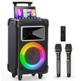 thumbnail image 1 of FanFun Large Party Speaker, Bluetooth Speaker with Mic, DJ Lights, Portable Wireless Outdoor Speaker with Wheels and Trolley Bar, DJ Speakers for Party, Perfect Graduation Gift, AN20, 1 of 12