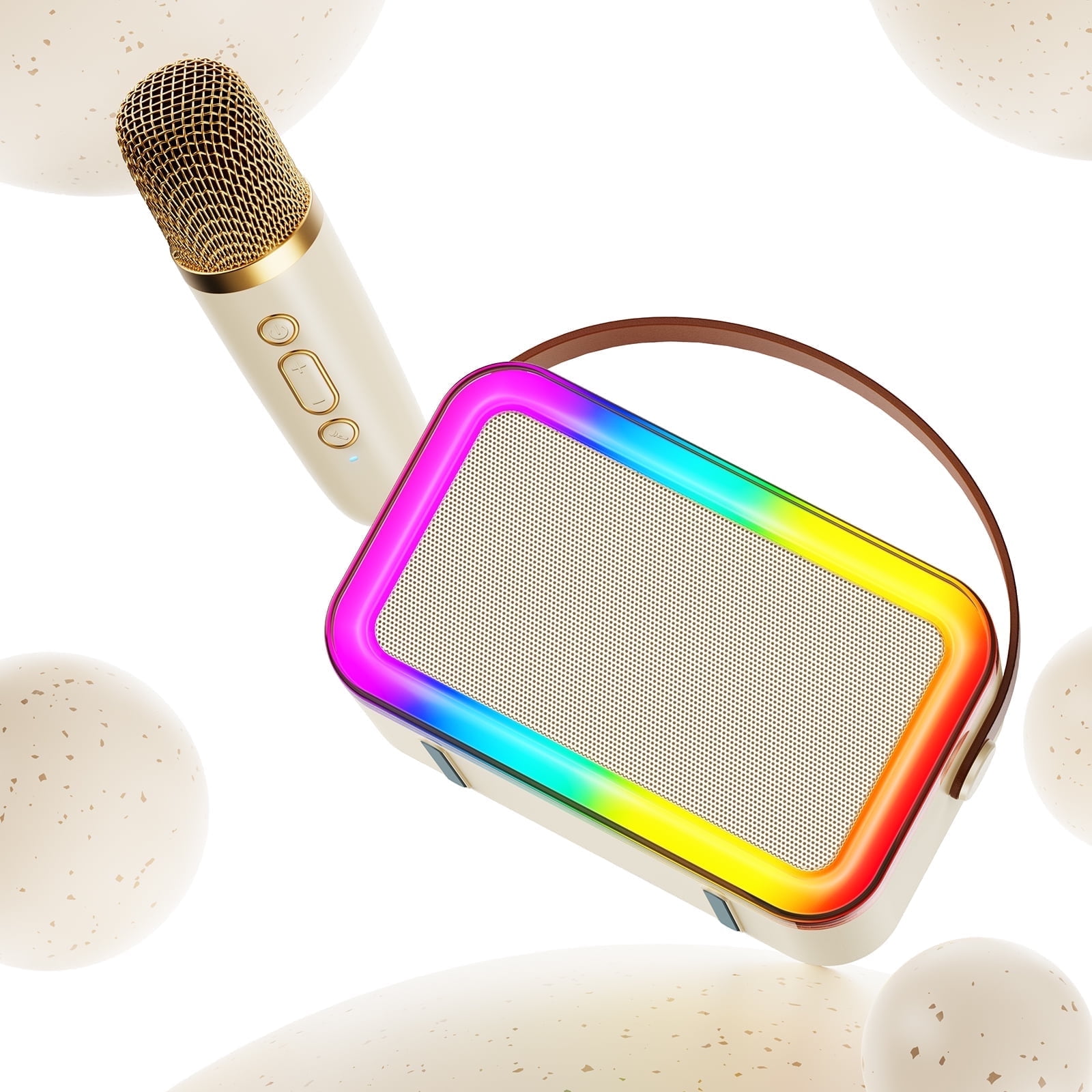 FanFun Mini Karaoke Machine, Karaoke Machine for Kids Adults, Karaoke Sytem with Wireless Mic & RGB Light,D36