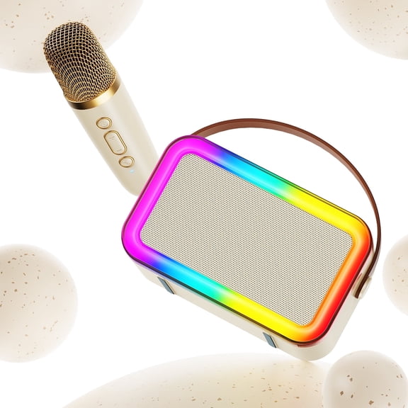 FanFun Mini Karaoke Machine, Karaoke Machine for Kids Adults, Karaoke Sytem with Wireless Mic & RGB Light,D36