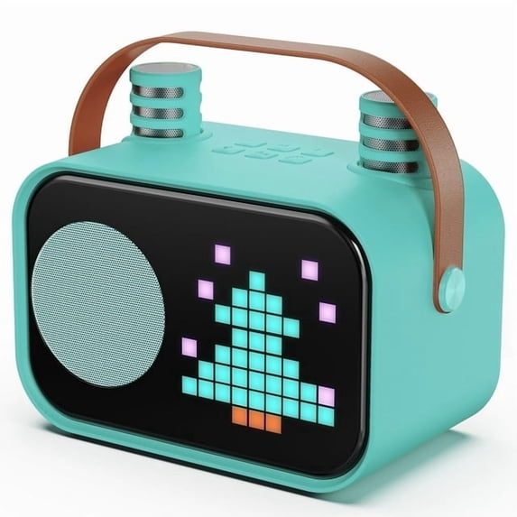 FanFun Mini Karaoke Machine for Kids, 15 Animation Modes, Connect with Bluetooth, Kids Toy, Birthday Gift for Girls Boys, Green